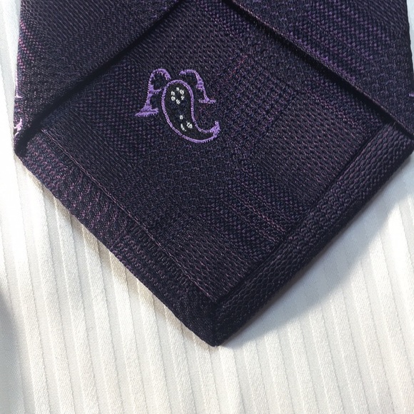 Zanetti- Dark purple weave pattern with small paisley 100% silk Italian made tie - Picture 5 of 11